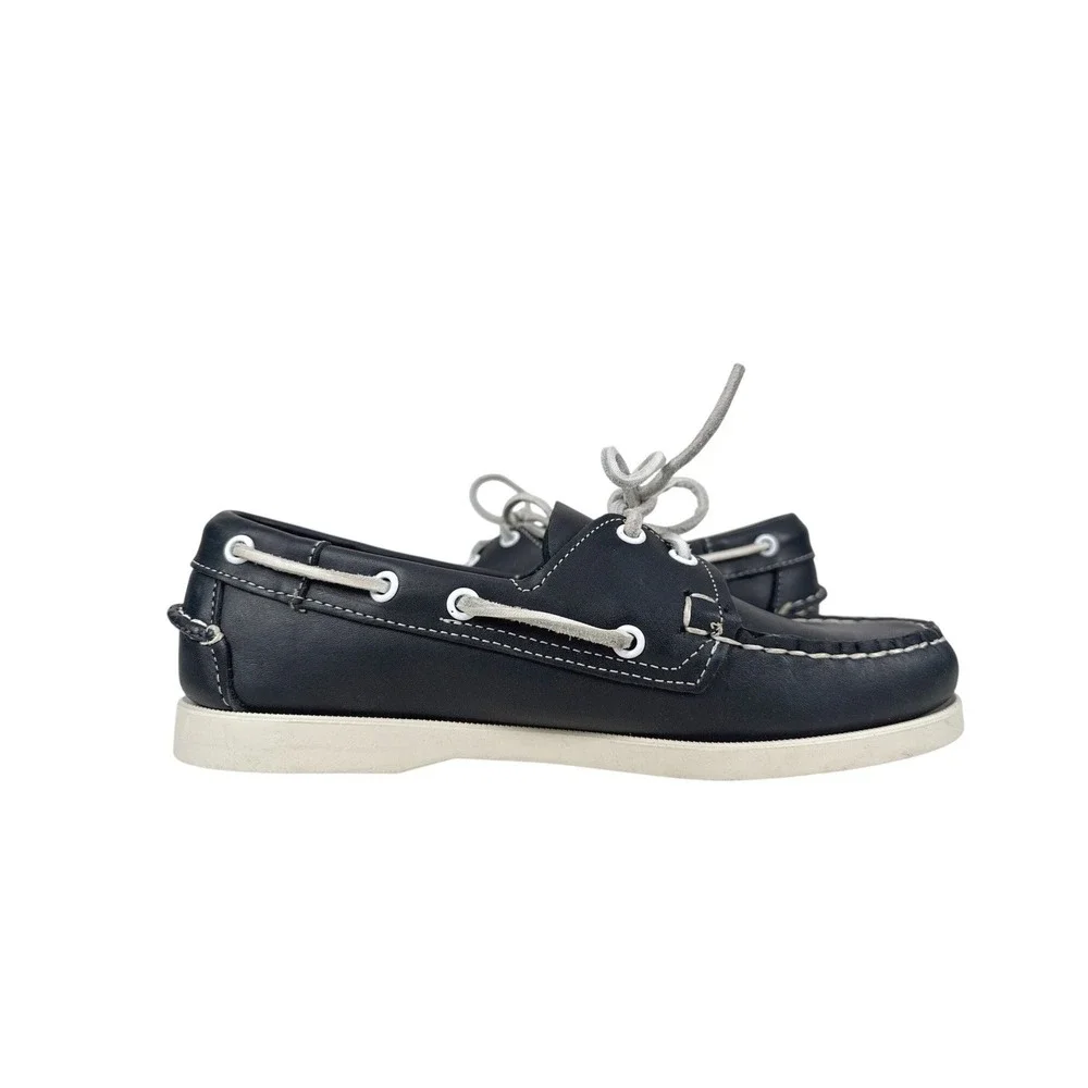 Sebago Docksides Portland Boat Shoes Mens Size 7 Navy Blue Leather
